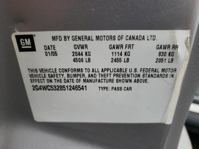 Photo 10 from auction – 2005 BUICK LACROSSE C with VIN 2G4WC532851246541