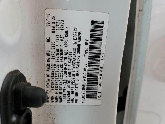 Photo 10 from auction – 2015 HONDA CR-V EX with VIN 5J6RM3H54FL010500