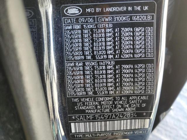 Photo 10 from auction – 2007 LAND ROVER RANGE ROVE with VIN SALMF15497A242834