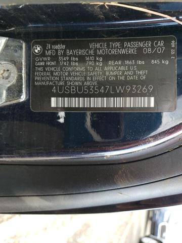 Photo 10 from auction – 2007 BMW Z4 3.0SI with VIN 4USBU53547LW93269