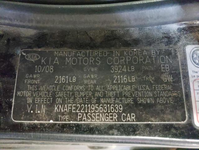 Photo 10 from auction – 2009 KIA SPECTRA EX with VIN KNAFE221195631639