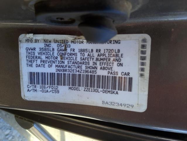 Photo 10 from auction – 2004 TOYOTA COROLLA CE with VIN 1NXBR32E34Z196485