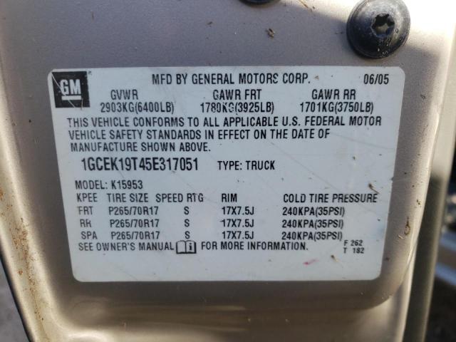 Photo 10 from auction – 2005 CHEVROLET SILVERADO with VIN 1GCEK19T45E317051