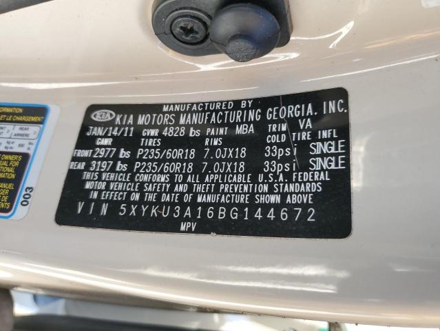 Photo 10 from auction – 2011 KIA SORENTO EX with VIN 5XYKU3A16BG144672