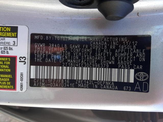 Photo 10 from auction – 2013 TOYOTA COROLLA BA with VIN 2T1BU4EE3DC996379