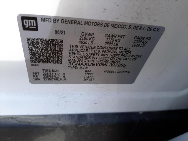 Photo 10 from auction – 2021 CHEVROLET EQUINOX LT with VIN 3GNAXUEV0ML397205