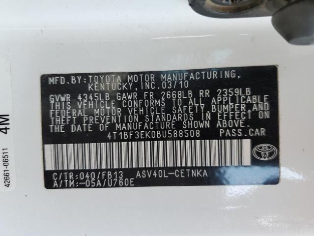 Photo 10 from auction – 2011 TOYOTA CAMRY BASE with VIN 4T1BF3EK0BU588508