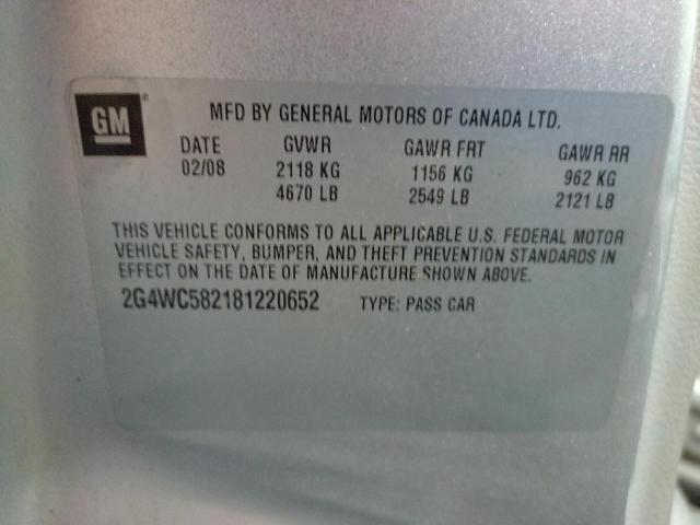 Photo 10 from auction – 2008 BUICK LACROSSE C with VIN 2G4WC582181220652