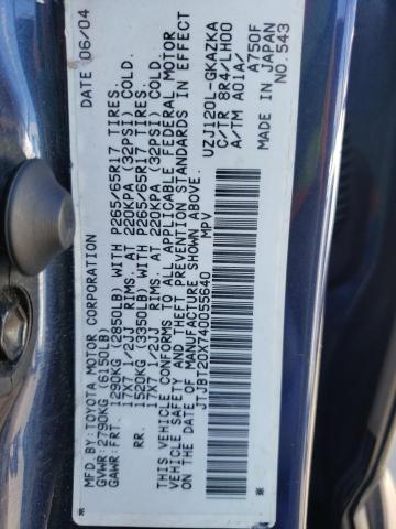 Photo 10 from auction – 2004 LEXUS GX 470 with VIN JTJBT20X740055640