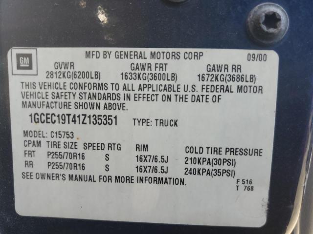 Photo 10 from auction – 2001 CHEVROLET SILVERADO with VIN 1GCEC19T41Z135351