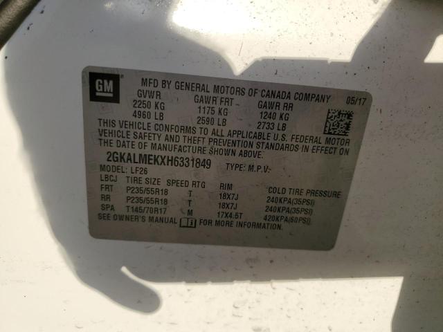 Photo 10 from auction – 2017 GMC TERRAIN SL with VIN 2GKALMEKXH6331849