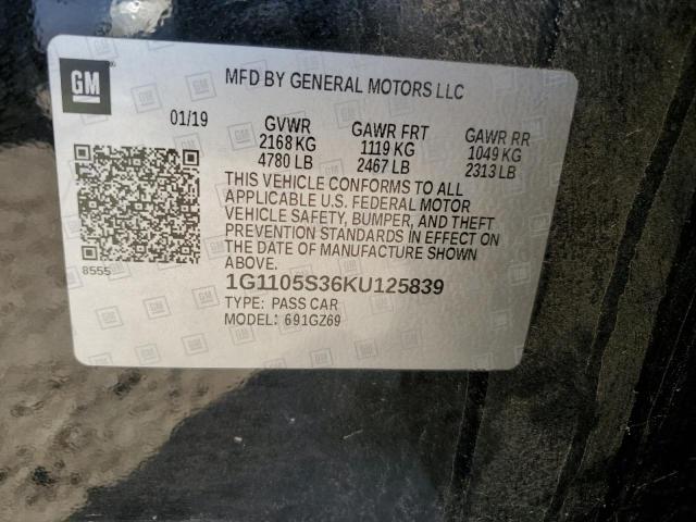 Photo 10 from auction – 2019 CHEVROLET IMPALA PRE with VIN 1G1105S36KU125839