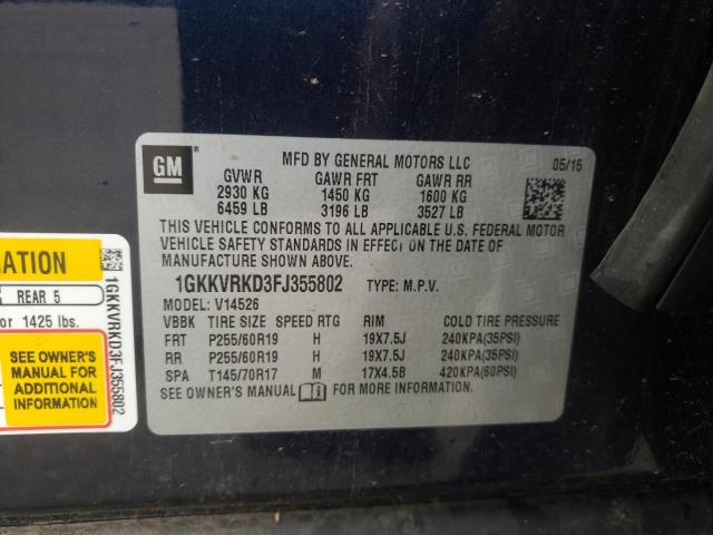 Photo 10 from auction – 2015 GMC ACADIA SLT with VIN 1GKKVRKD3FJ355802