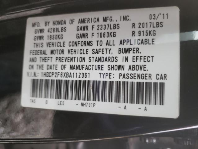 Photo 10 from auction – 2011 HONDA ACCORD SE with VIN 1HGCP2F6XBA112061