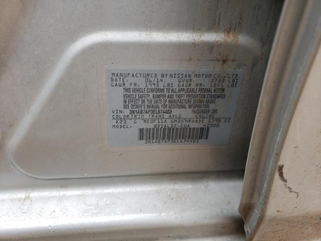Photo 10 from auction – 2014 NISSAN SENTRA S with VIN 3N1AB7AP3EL674403