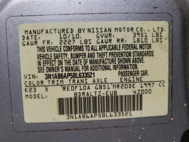 Photo 10 from auction – 2011 NISSAN SENTRA 2.0 with VIN 3N1AB6AP5BL633521