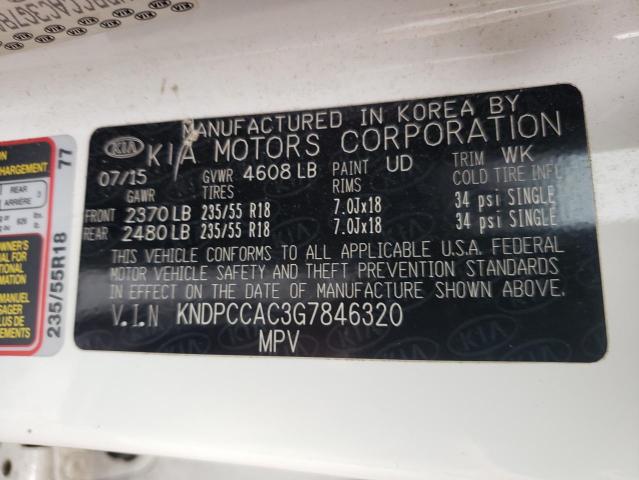 Photo 10 from auction – 2016 KIA SPORTAGE E with VIN KNDPCCAC3G7846320