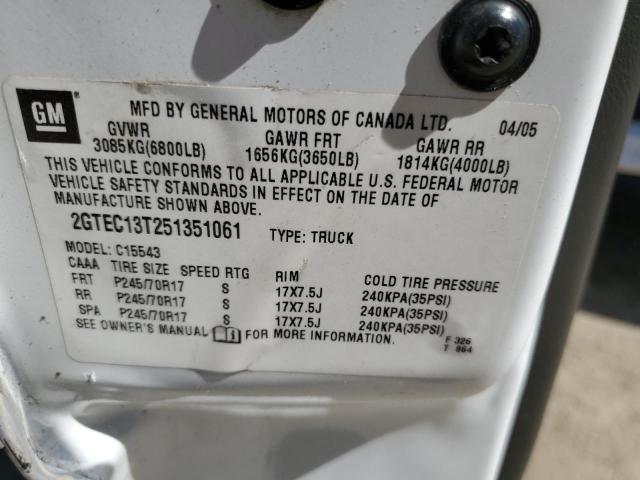 Photo 10 from auction – 2005 GMC NEW SIERRA with VIN 2GTEC13T251351061