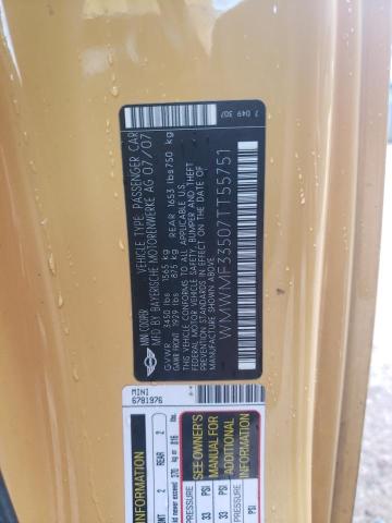 Photo 10 from auction – 2007 MINI COOPER with VIN WMWMF33507TT55751