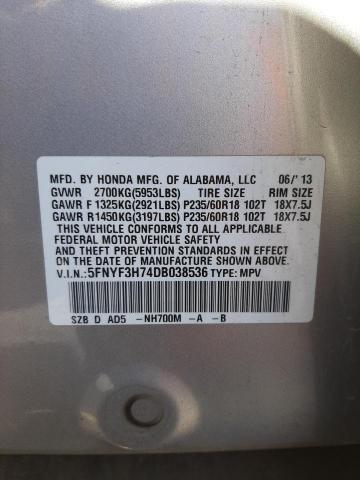 Photo 10 from auction – 2013 HONDA PILOT EXLN with VIN 5FNYF3H74DB038536