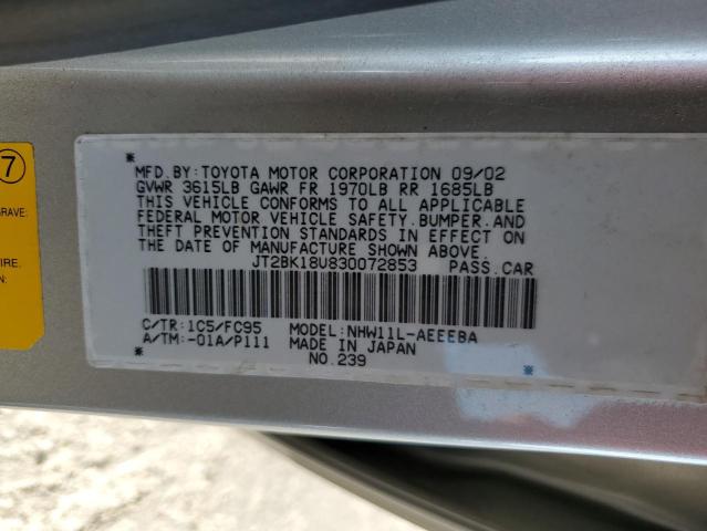 Photo 10 from auction – 2003 TOYOTA PRIUS with VIN JT2BK18U830072853