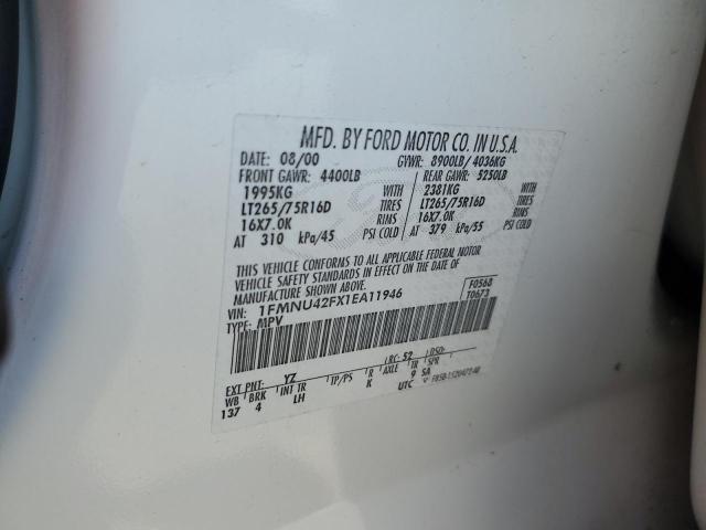 Photo 10 from auction – 2001 FORD EXCURSION with VIN 1FMNU42FX1EA11946