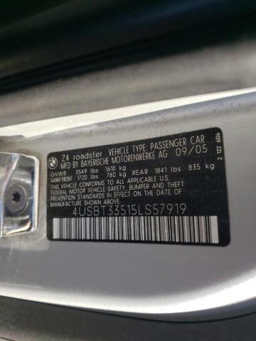 Photo 10 from auction – 2005 BMW Z4 2.5 with VIN 4USBT33515LS57919