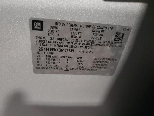 Photo 10 from auction – 2016 CHEVROLET EQUINOX LT with VIN 2GNFLFEKXG6175749