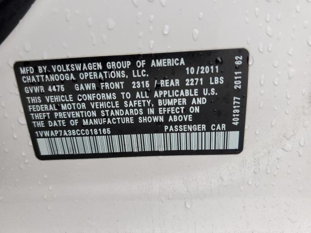 Photo 10 from auction – 2012 VOLKSWAGEN PASSAT S with VIN 1VWAP7A38CC018165