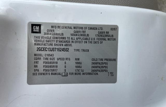 Photo 10 from auction – 2007 CHEVROLET SILVERADO with VIN 2GCEC13J071624502