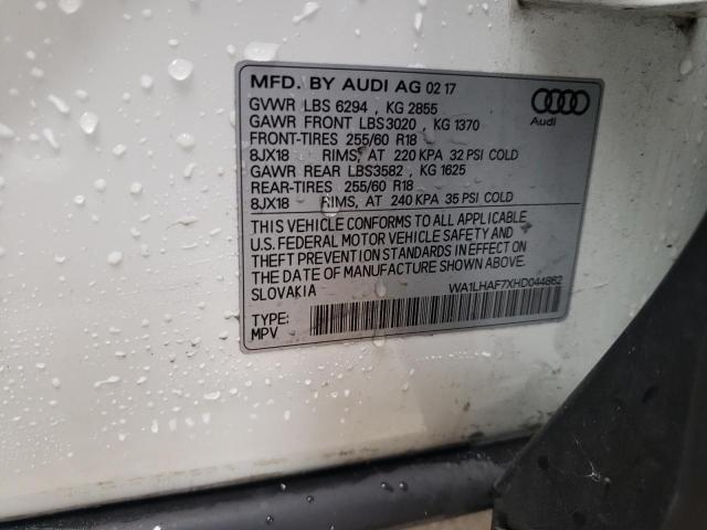Photo 10 from auction – 2017 AUDI Q7 PREMIUM with VIN WA1LHAF7XHD044862