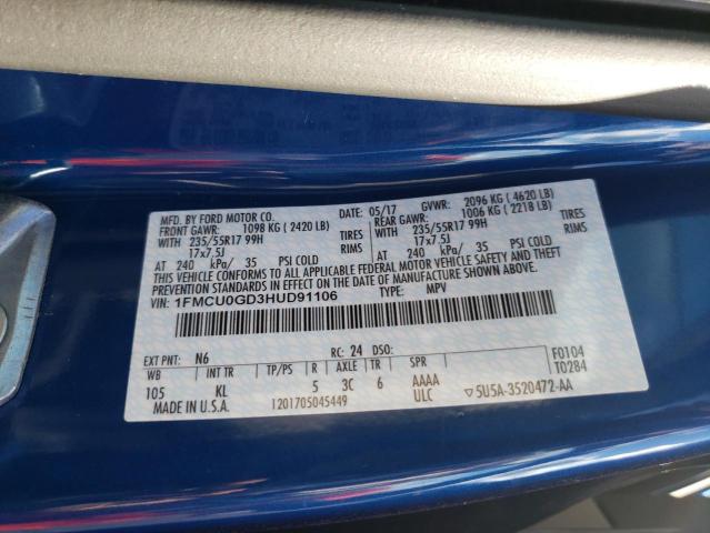 Photo 10 from auction – 2017 FORD ESCAPE SE with VIN 1FMCU0GD3HUD91106