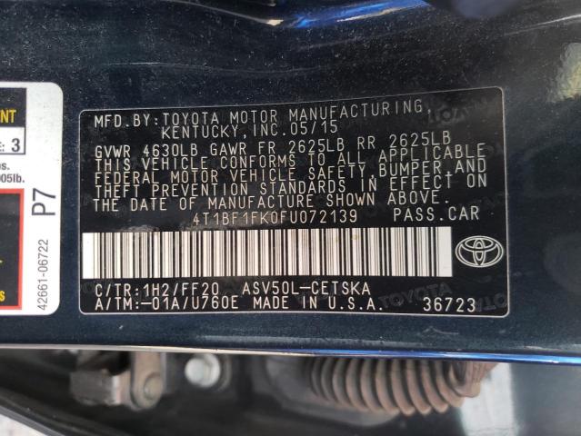 Photo 10 from auction – 2015 TOYOTA CAMRY LE with VIN 4T1BF1FK0FU072139