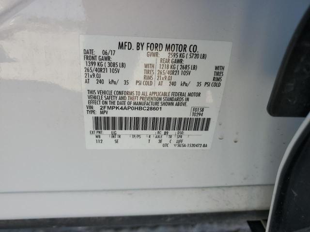 Photo 10 from auction – 2017 FORD EDGE SPORT with VIN 2FMPK4AP0HBC28601