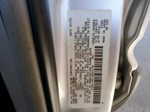 Photo 10 from auction – 2003 TOYOTA 4RUNNER SR with VIN JTEBT14R130024158