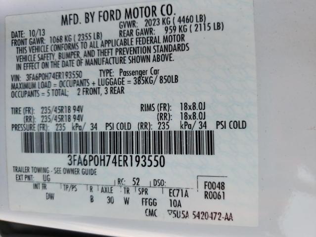 Photo 10 from auction – 2014 FORD FUSION SE with VIN 3FA6P0H74ER193550