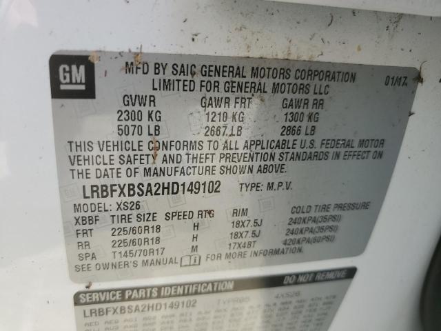 Photo 10 from auction – 2017 BUICK ENVISION E with VIN LRBFXBSA2HD149102