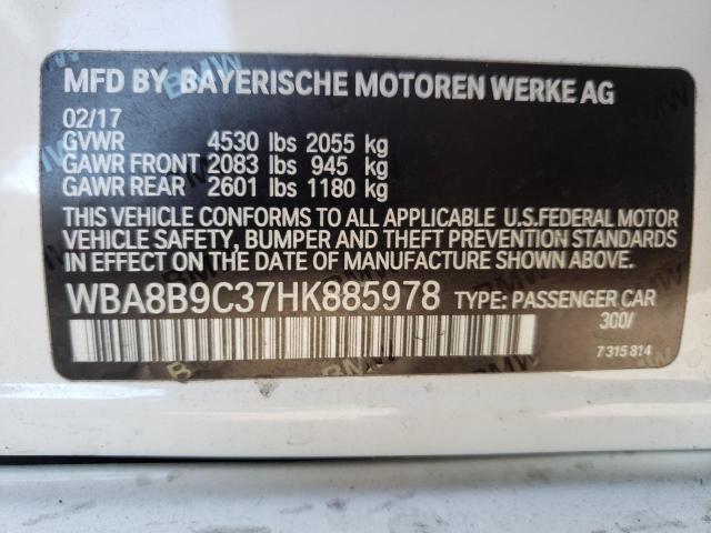 Photo 10 from auction – 2017 BMW 330 I with VIN WBA8B9C37HK885978
