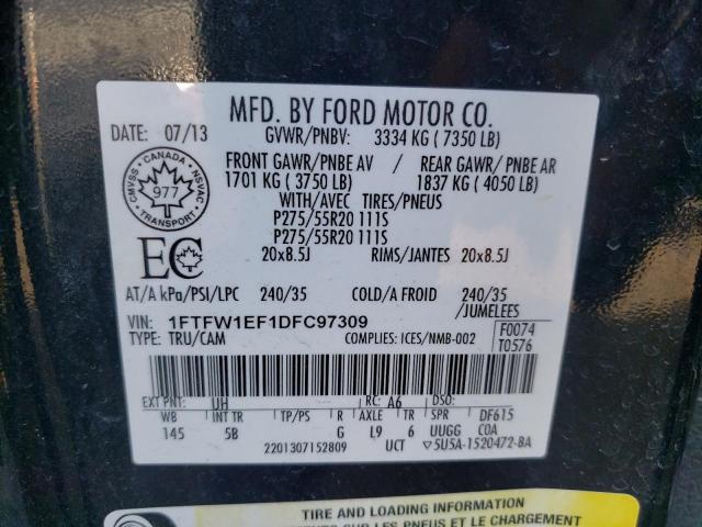 Photo 10 from auction – 2013 FORD F150 SUPER with VIN 1FTFW1EF1DFC97309