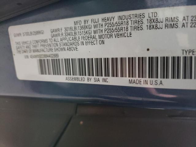 Photo 10 from auction – 2008 SUBARU TRIBECA LI with VIN 4S4WX92D884402889