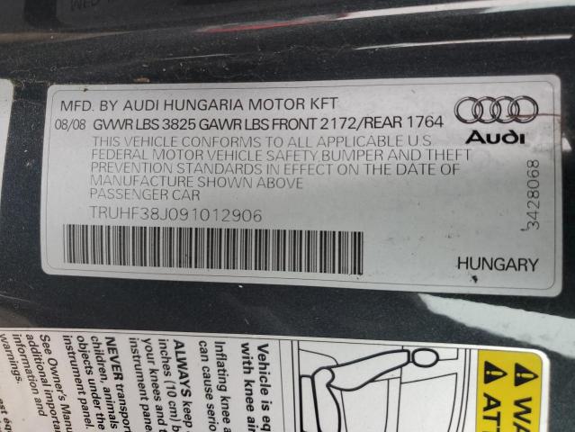 Photo 10 from auction – 2009 AUDI TT with VIN TRUHF38J091012906