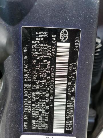Photo 10 from auction – 2014 TOYOTA CAMRY L with VIN 4T1BF1FK3EU399374