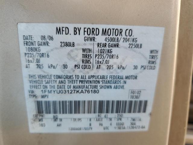 Photo 10 from auction – 2007 FORD ESCAPE XLT with VIN 1FMYU03127KA76180