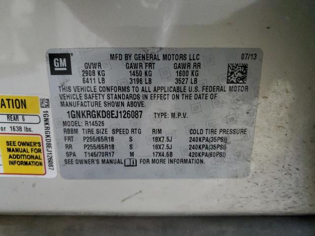 Photo 10 from auction – 2014 CHEVROLET TRAVERSE L with VIN 1GNKRGKD8EJ126087