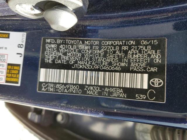 Photo 10 from auction – 2015 TOYOTA PRIUS with VIN JTDKN3DU9F0460646