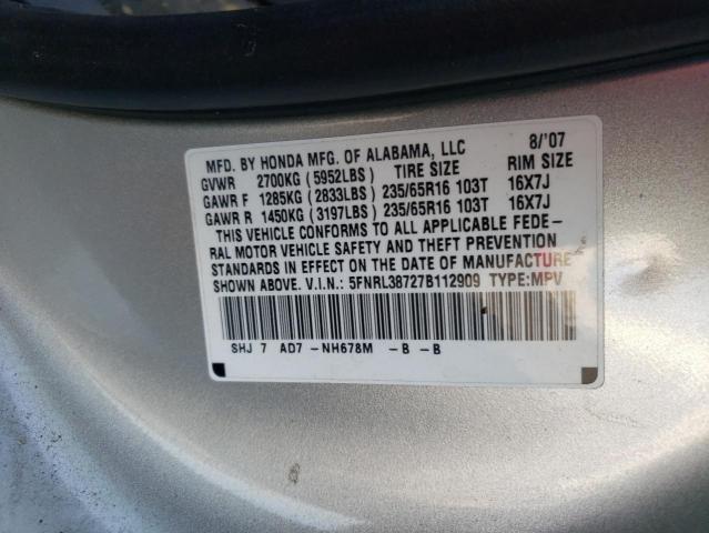 Photo 14 from auction – 2007 HONDA ODYSSEY EX with VIN 5FNRL38727B112909