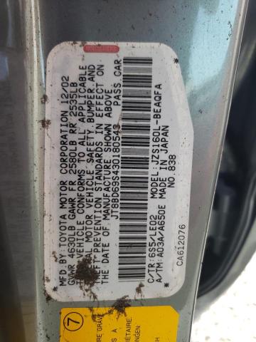 Photo 10 from auction – 2003 LEXUS GS 300 with VIN JT8BD69S430180543