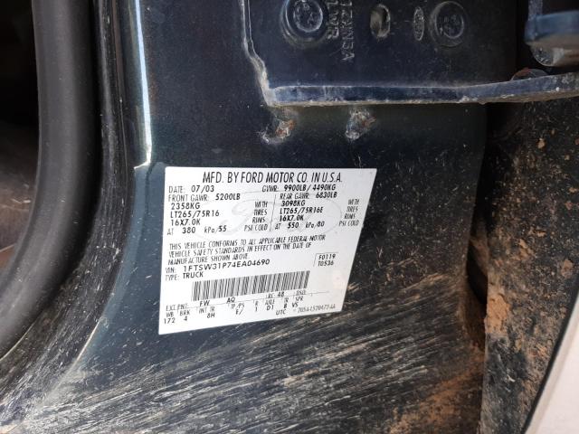 Photo 10 from auction – 2004 FORD F350 SRW S with VIN 1FTSW31P74EA04690
