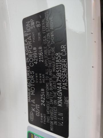 Photo 10 from auction – 2011 KIA OPTIMA EX with VIN KNAGN4A75B5111858