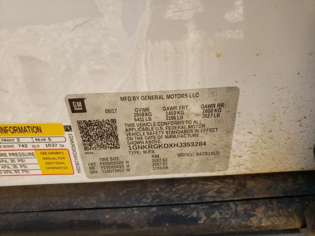 Photo 10 from auction – 2017 CHEVROLET TRAVERSE L with VIN 1GNKRGKDXHJ353284